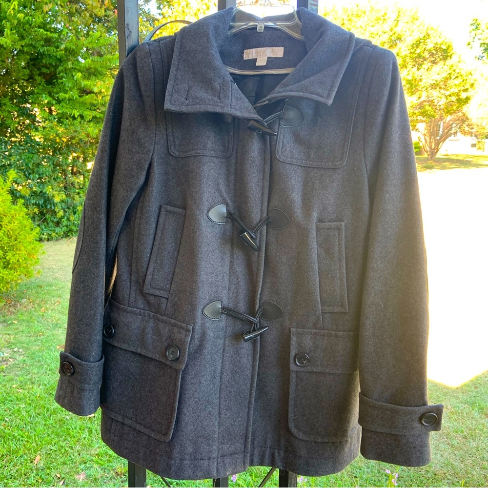 New York and Company wool Pea Coat with toggle closure and detachable hood